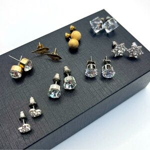 Stud Earring Lot 8 Pair Assorted Bundle